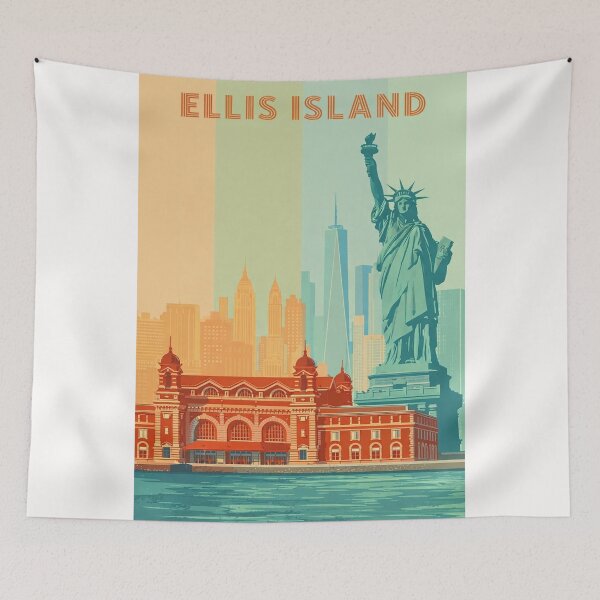 Item preview, Ellis Island New York City Skyline Statue of Liberty Harbor View designed and sold by Places On Earth.