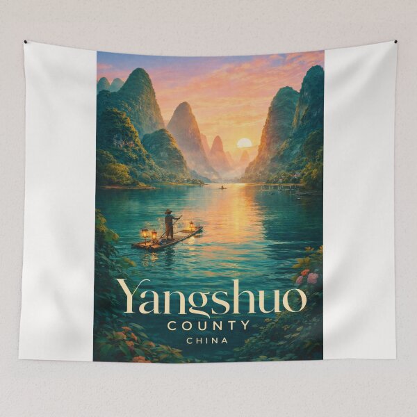 Item preview, Yangshuo County Guangxi China Li River Sunset Karst Peaks Scenic View designed and sold by Places On Earth.