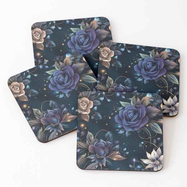 Item preview, Vintage Romantic Midnight Floral Roses Blue Beige Flowers designed and sold by GrinGalore.