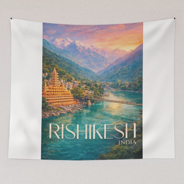 Item preview, Rishikesh Uttarakhand India Ganges River Temple and Himalayan Landscape designed and sold by Places On Earth.