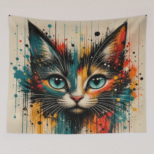 Item preview, Abstract Splash Cat Face Graphic Design | Colorful Artistic Cat Illustration Main designed and sold by ArtoryNest.