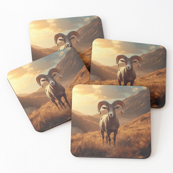Item preview, Graceful Aries Ram Standing Warm Tones Realistic Zodiac Art designed and sold by Mustangana.