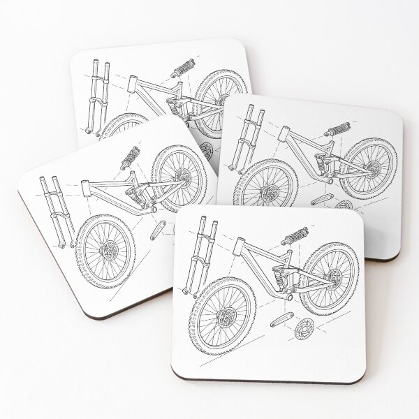 Item preview, DH bike exploded view: MTB technical sketch designed and sold by Pineapple-Tree.
