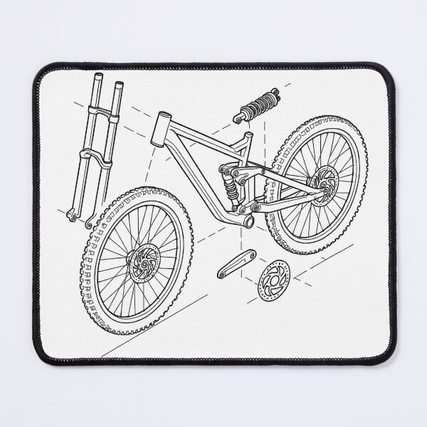 Item preview, DH bike exploded view: MTB technical sketch designed and sold by Pineapple-Tree.