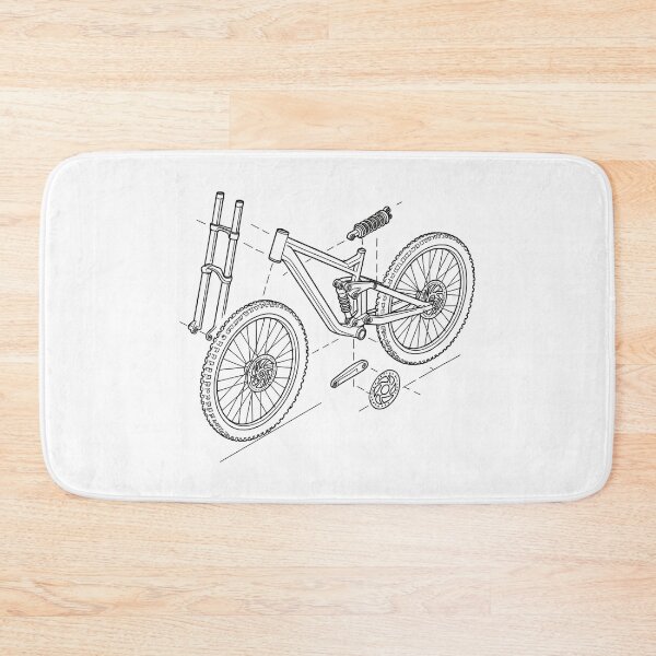 Item preview, DH bike exploded view: MTB technical sketch designed and sold by Pineapple-Tree.