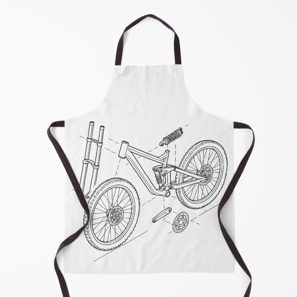 Item preview, DH bike exploded view: MTB technical sketch designed and sold by Pineapple-Tree.