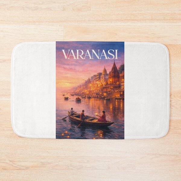 Item preview, Varanasi Uttar Pradesh India Ganges River Ghats Evening Aarti Scene designed and sold by Places On Earth.