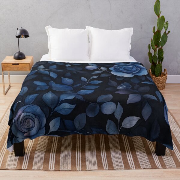 Item preview, Vintage Romantic Watercolor Midnight Floral Blue Roses designed and sold by GrinGalore.