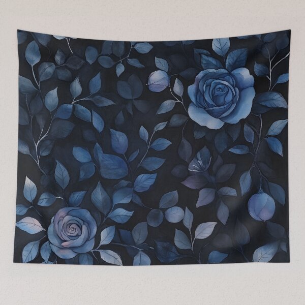 Item preview, Vintage Romantic Watercolor Midnight Floral Blue Roses  designed and sold by GrinGalore.