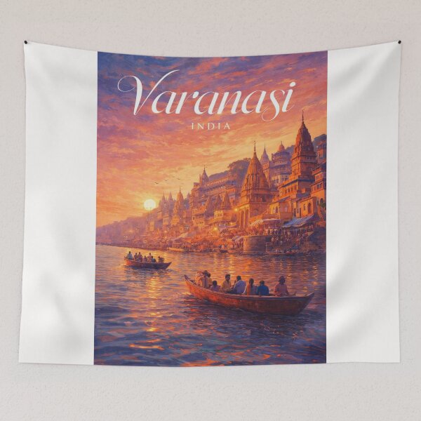 Item preview, Varanasi Uttar Pradesh India Ganges River Sunrise Ghats and Temples designed and sold by Places On Earth.
