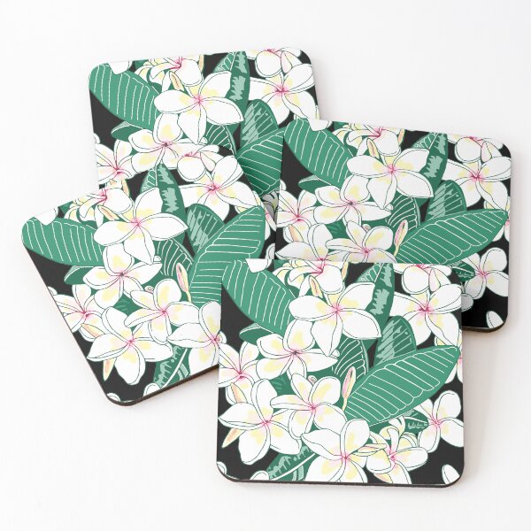 Item preview, Cascade of Plumeria Blossoms on black designed and sold by Linda Maliuana.