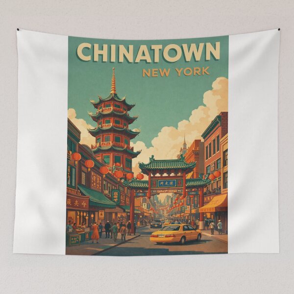 Item preview, Chinatown New York City Manhattan Canal Street Pagoda Gate Urban Scene designed and sold by Places On Earth.