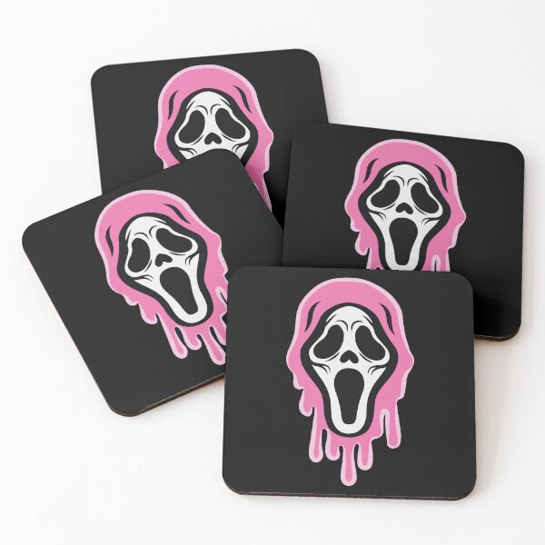 Item preview, Melting Pink Ghost face Mask Creepy Cute Horror Art designed and sold by BrownHorse90s.