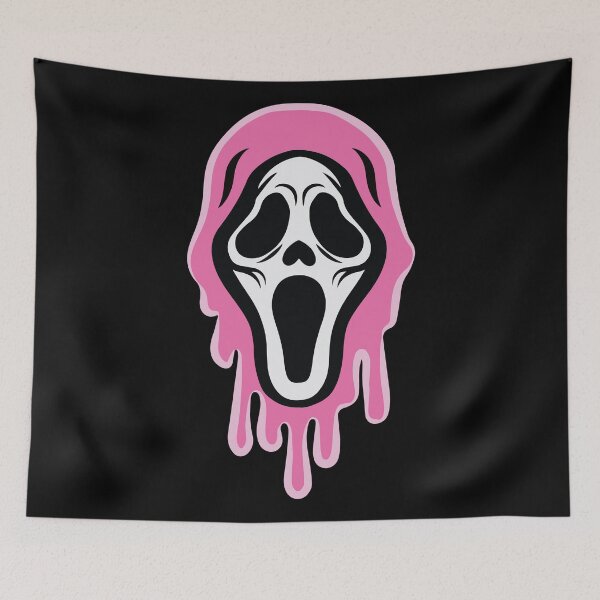 Item preview, Melting Pink Ghost face Mask Creepy Cute Horror Art designed and sold by BrownHorse90s.