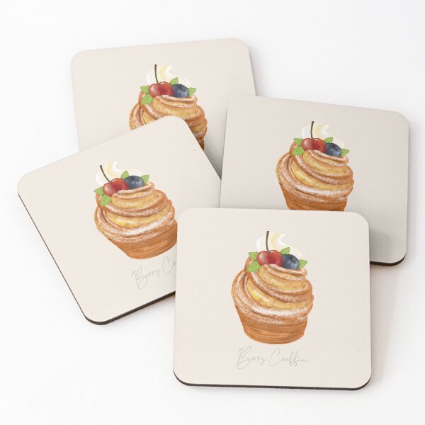 Item preview, Berry Cruffin Illustration – Cherry & Blueberry Dessert Pastry Art, Cute Bakery Food Drawing, Cruffin Sticker designed and sold by simplepaperplan.
