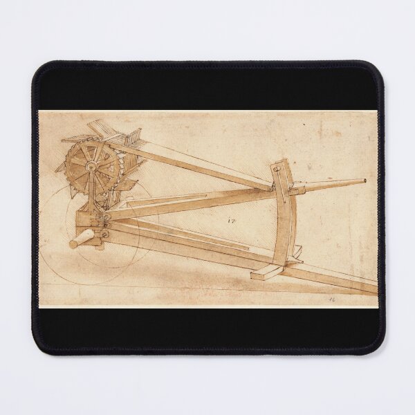 Item preview, Codex Atlanticus Folio 16r by Leonardo da Vinci Mechanical Invention Drawing Art Print designed and sold by artofuniverse.