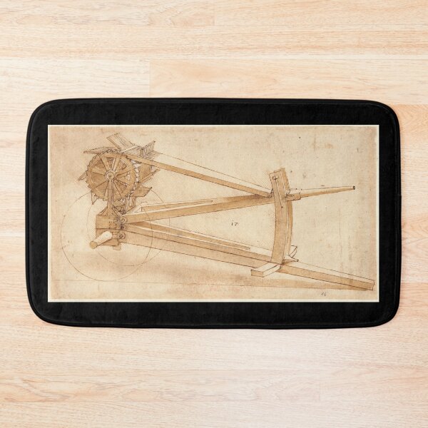 Item preview, Codex Atlanticus Folio 16r by Leonardo da Vinci Mechanical Invention Drawing Art Print designed and sold by artofuniverse.