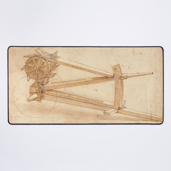 Item preview, Codex Atlanticus Folio 16r by Leonardo da Vinci Mechanical Invention Drawing Art Print designed and sold by artofuniverse.