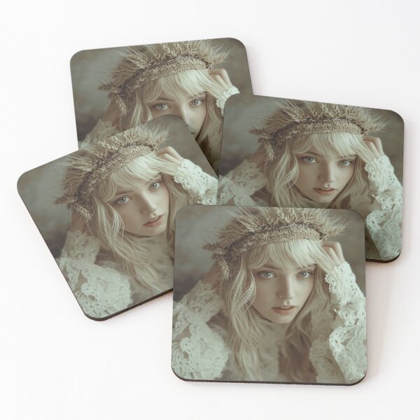 Item preview, Realistic Virgo Girl Sitting With Wheat Crown Pastel Aesthetic designed and sold by Mustangana.