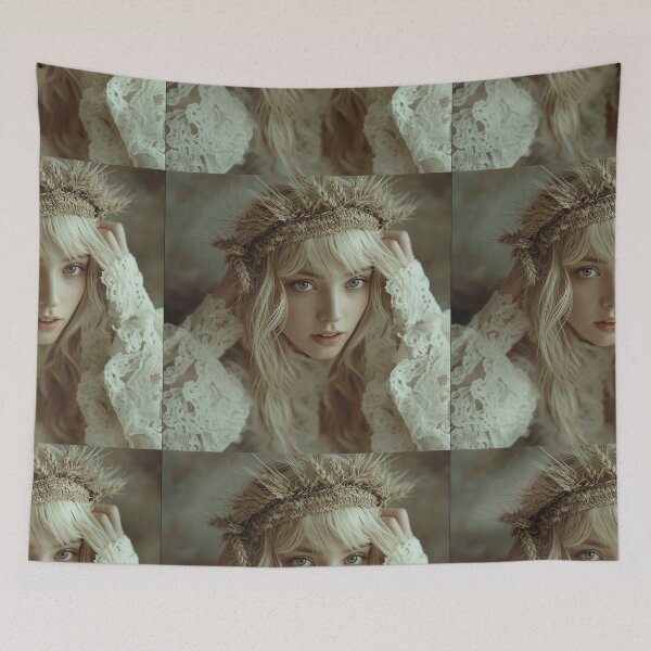 Item preview, Realistic Virgo Girl Sitting With Wheat Crown Pastel Aesthetic designed and sold by Mustangana.