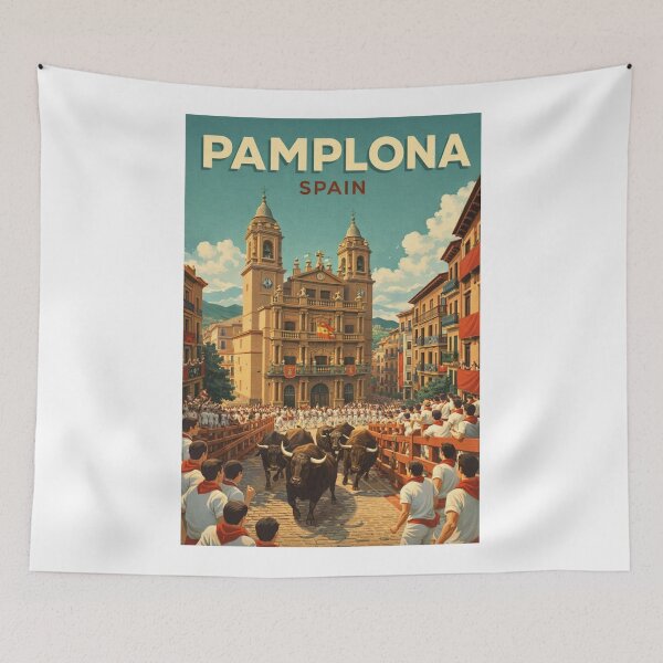 Item preview, Pamplona Navarre Spain San Fermin Festival Plaza del Ayuntamiento designed and sold by Aryabek.