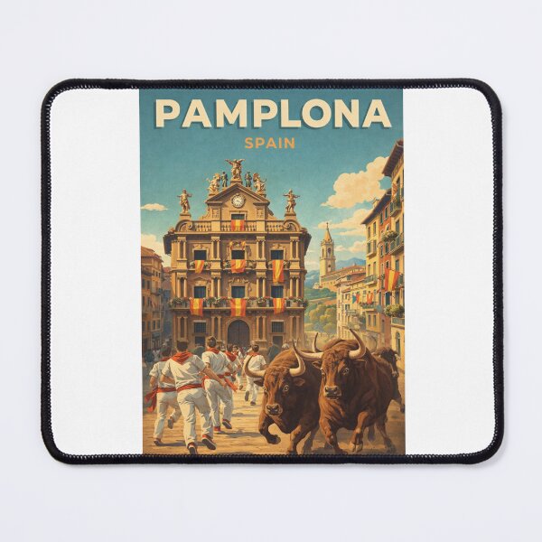 Item preview, Pamplona Navarre Spain Running of the Bulls Encierro Festival Scene designed and sold by Aryabek.