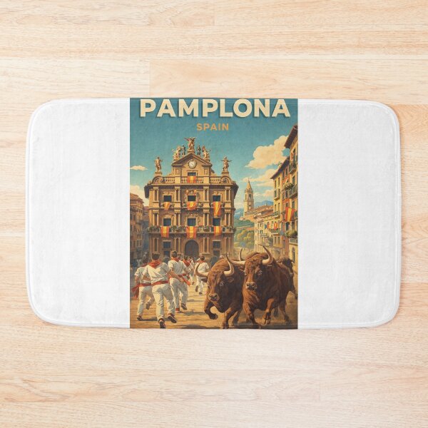 Item preview, Pamplona Navarre Spain Running of the Bulls Encierro Festival Scene designed and sold by Aryabek.