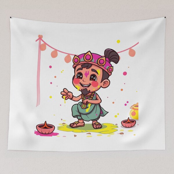 Item preview, Holi Pink Crown Child Sticker   designed and sold by Teewave-Ashish.