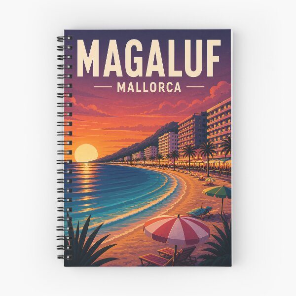 Item preview, Póster de la playa de Magaluf al atardecer en Mallorca – Viajes retro a España designed and sold by pod24.