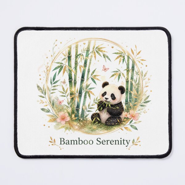Item preview, Zen Panda Bamboo Serenity Gold Floral Art designed and sold by KireaDesigns.