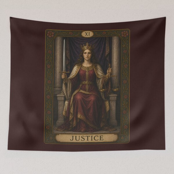 Item preview, Justice Tarot Card XI Art Nouveau Illustration designed and sold by FabcoDesign.