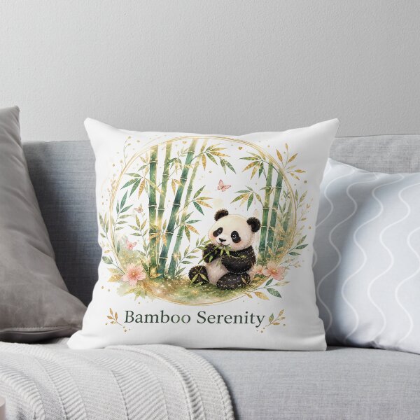 Item preview, Zen Panda Bamboo Serenity Gold Floral Art designed and sold by KireaDesigns.
