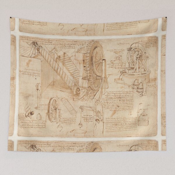 Item preview, Codex Atlanticus Folio 26v by Leonardo da Vinci Engineering Studies Art Print designed and sold by artofuniverse.