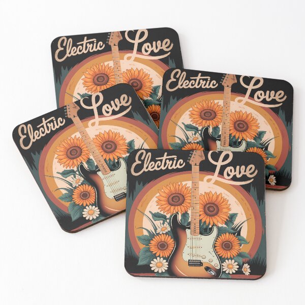 Item preview, Electric Love – Vintage Guitar & Floral Retro Design designed and sold by Art-Arcade6.