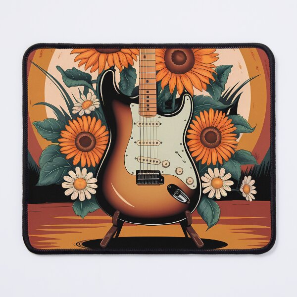 Item preview, Electric Love – Vintage Guitar & Floral Retro Design designed and sold by Art-Arcade6.