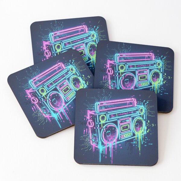 Item preview, Neon Boombox with Digital Glitch designed and sold by AnnArtshock.