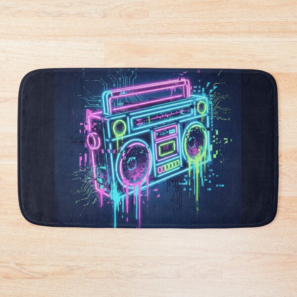 Item preview, Neon Boombox with Digital Glitch designed and sold by AnnArtshock.