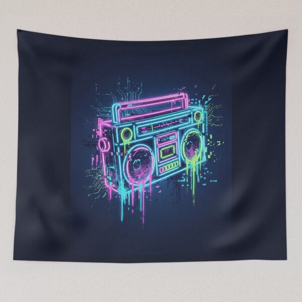 Item preview, Neon Boombox with Digital Glitch designed and sold by AnnArtshock.