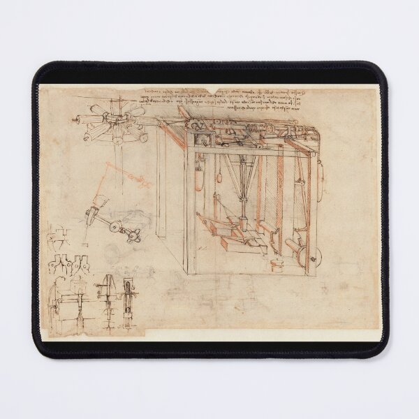 Item preview, Codex Atlanticus Folio 29r by Leonardo da Vinci Renaissance Mechanical Study Art Print designed and sold by artofuniverse.