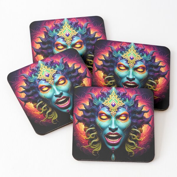 Item preview, Psychedelic Demon Goddess – Neon Dark Fantasy Portrait designed and sold by Dominik1994.