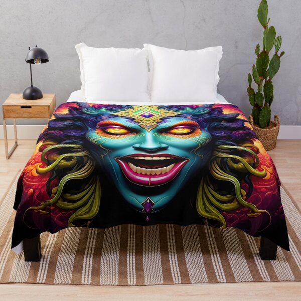 Item preview, Psychedelic Demon Goddess – Neon Dark Fantasy Portrait designed and sold by Dominik1994.