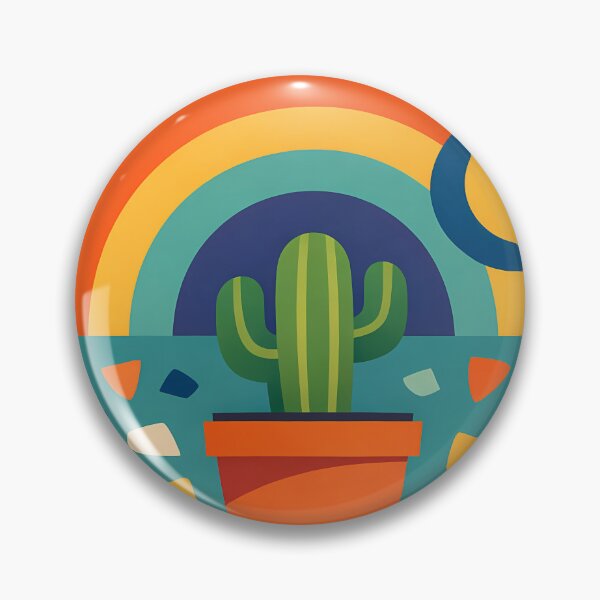 Item preview, Potted Cactus with Rainbow Moon and Terrazzo Shapes designed and sold by InkSmithery.