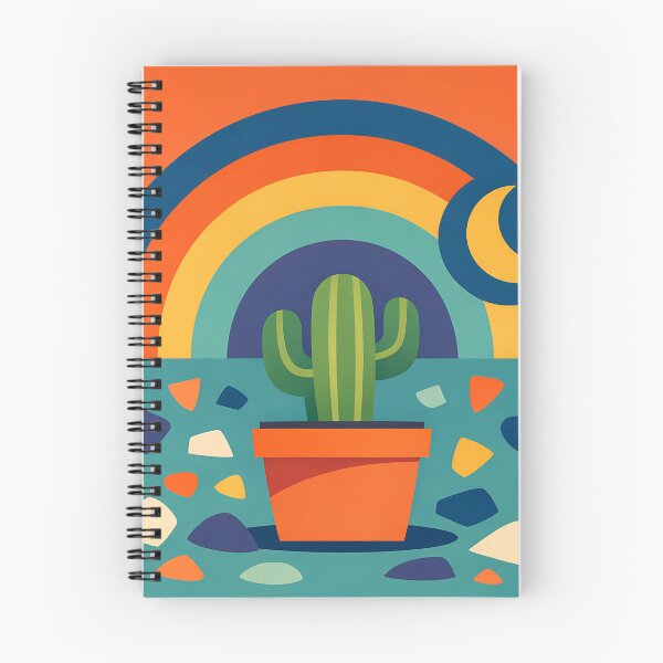 Item preview, Potted Cactus with Rainbow Moon and Terrazzo Shapes designed and sold by InkSmithery.