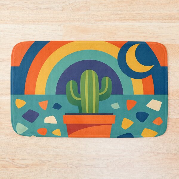Item preview, Potted Cactus with Rainbow Moon and Terrazzo Shapes designed and sold by InkSmithery.