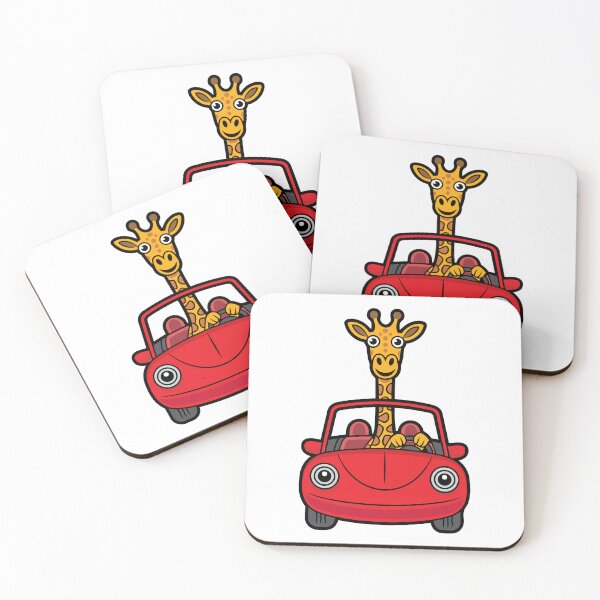 Item preview, Giraffe Driving a Red Convertible – Fun Animal Illustration designed and sold by DoraTora.
