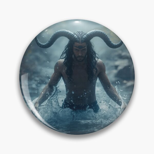 Item preview, Mystical Aquarius Human With Horns Standing In Water Enjoying Air designed and sold by Mustangana.