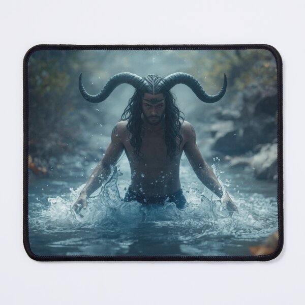 Item preview, Mystical Aquarius Human With Horns Standing In Water Enjoying Air designed and sold by Mustangana.
