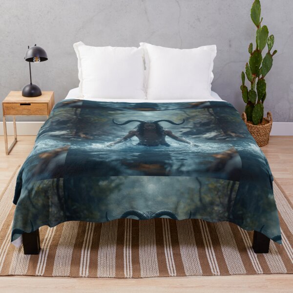 Item preview, Mystical Aquarius Human With Horns Standing In Water Enjoying Air designed and sold by Mustangana.