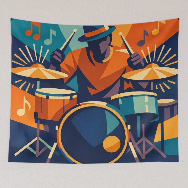 Item preview, Geometric Drummer in Festival Colour Shapes designed and sold by InkSmithery.