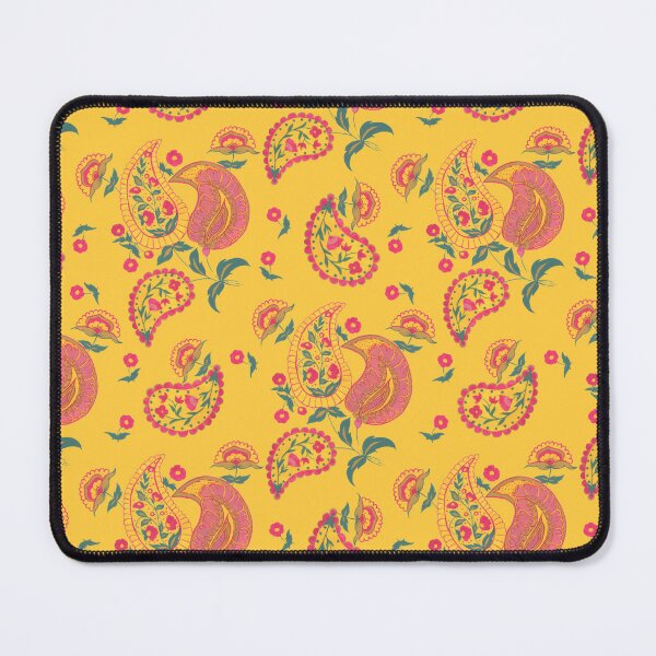 Item preview, Hand Painted Gouache Floral Paisley Pattern in Yellow designed and sold by NoemiMarozsan.